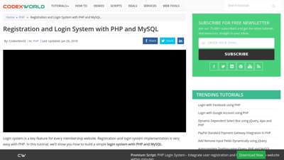 
                            3. Registration and Login System with PHP and MySQL - CodexWorld