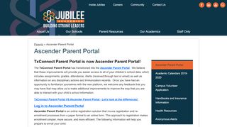 Registration - Main Menu - Jubilee Academies - Jubilee Parent Portal