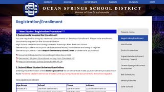 
                            2. Registration/Enrollment - Miscellaneous - Ocean Springs School District - Parent Portal Ocean Springs
