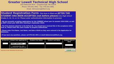 
                            6. RegistrationForm login - Greater Lowell Technical High School