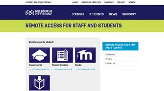 
                            1. Remote access for staff and students Melbourne Polytechnic - Staff Portal Nmit