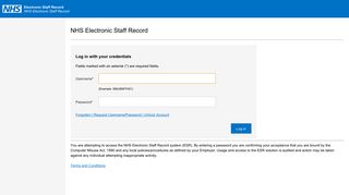 Remote Access Login Screen - Electronic Staff Record - Bcuhb E Rostering Login