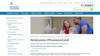 Remote access, VPN access and email | Ascension Via Christi - Via Christi Employee Portal