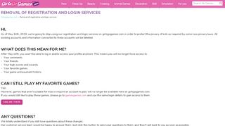 
                            1. Removal of registration and login services | Games for Girls ... - Girlsgogames Sign In