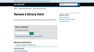 
                            4. Renew a library item - GOV.UK - Ealing Central Library Portal
