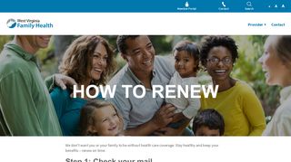 
Renew Your Coverage - West Virginia Family Health  
