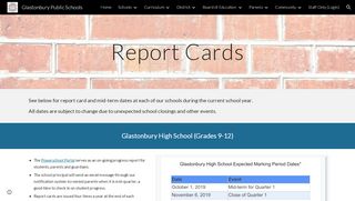 
                            3. Report Cards - Glastonbury Public Schools - Glastonbury Parent Portal