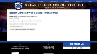 
                            3. Report Cards viewable using Parent Portal | Ocean Springs School ... - Parent Portal Ocean Springs