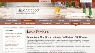 
Report New Hires - Oregon Department of Justice : Child Support
