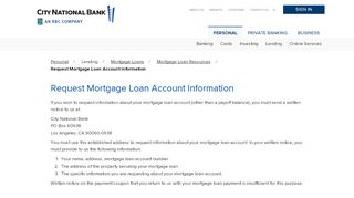 
                            2. Request Mortgage Loan Account Information - City National ... - National City Mortgage Portal