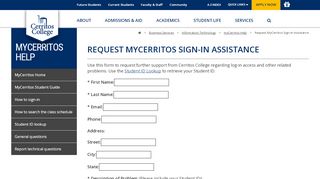 
                            4. Request MyCerritos Sign-in Assistance - Cerritos College - My Cerritos College Portal