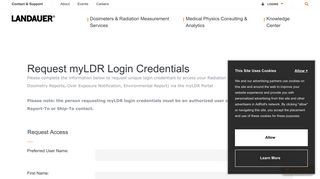 
                            1. Request myLDR Login Credentials | LANDAUER - Landauer Portal
