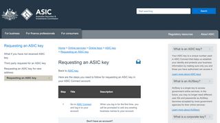 
                            6. Requesting an ASIC key | ASIC - Australian Securities and ... - Asic Key Portal