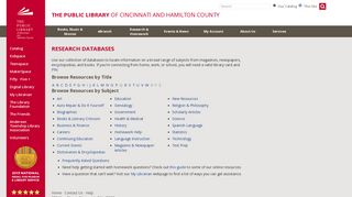 Research Databases - Public Library of Cincinnati - Cincinnati Library Portal