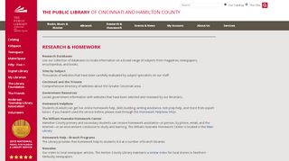 Research & Homework - The Public Library of Cincinnati and ... - Cincinnati Library Portal