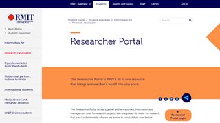
                            5. Researcher Portal - RMIT University - Melbourne University Travel Portal