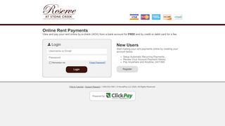 
                            2. Reserve at Stone Creek | Online Monthly Payments - ClickPay - Reserve At Stone Creek Resident Portal