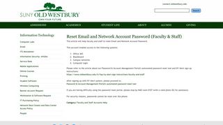 
                            6. Reset Email and Network Account Password (Faculty & Staff ... - Suny Old Westbury Email Portal