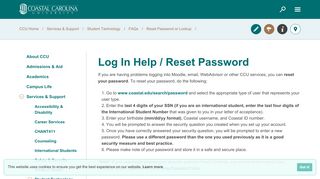 
                            8. Reset Password or Lookup - Coastal Carolina University - Coastal Carolina Moodle Portal