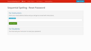 
                            7. Reset Password - Sequential Spelling - Sequential Spelling Online Portal