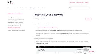 
                            6. Resetting your password – NS1 Help Center - Ns1 Login