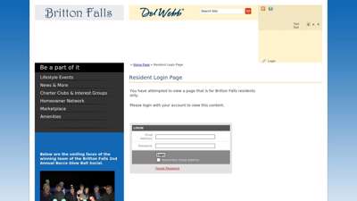 Resident Login Page - Britton Falls  By Del Webb