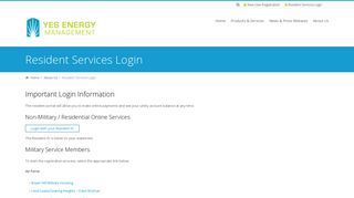 
                            9. Resident Services Login - YES Energy Management - Utility Management Services Portal