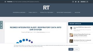 
                            6. ResMed Integrates Sleep, Respiratory Data into EHR | RT - Resmed Airview Portal