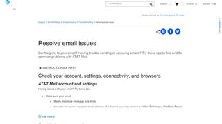 
Resolve Email Issues - Email Support - AT&T  
