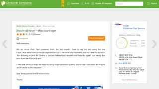 
                            3. [Resolved] Aircel — Myaccount login - Aircel Portal