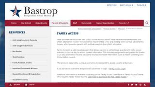 Resources / Family Access & Grades - Bastrop ISD - Bastrop Isd Family Access Portal