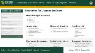 
                            1. Resources for Current Students | Tiffin University - Tiffin Edu Portal