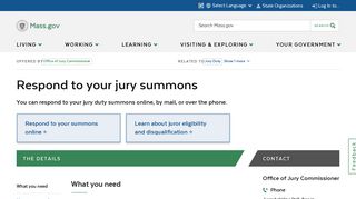 
Respond to your jury summons | Mass.gov  
