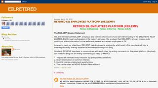 
                            2. RETIRED EIL EMPLOYEES PLATFORM (REILEMP) - EILRETIRED - Eil Retired Employees Portal