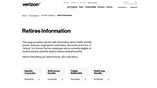 Retiree information and benefits  About Verizon
