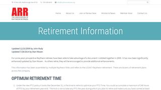 
                            9. Retirement Information | The Association of Raytheon Retirees - Raytheon 401k Portal