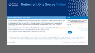 
                            1. Retirement One Source Online - benefitsweb.com - Boehringer Ingelheim Retirement One Source Login