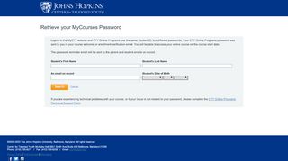 
                            4. Retrieve MyCourses password - Johns Hopkins - Center for ... - Https Mycty Jhu Edu Mycty2 Portal Cfm