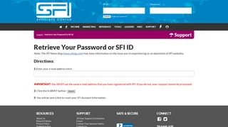 
                            5. Retrieve SFIID or Password - SFI - Sfi Affiliate Program Portal