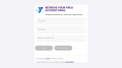 Retrieve your YMCA account email - the Y