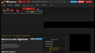 
Return to the Highlands - Quest - World of Warcraft - Wowhead
