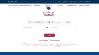 
                            8. Returning Student / Unify - Login form | The American College ... - Mccann School Of Business Student Portal