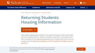 
                            3. Returning Students Housing Information | Salem State University - Salem State Housing Portal