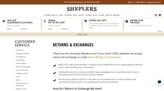
                            6. Returns & Exchanges - Sheplers - Sheplers Portal