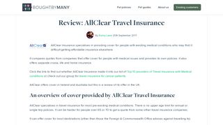 
Review: AllClear Travel Insurance - Bought By Many  
