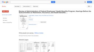
Review of Administration of Federal Employees' Health ...  
