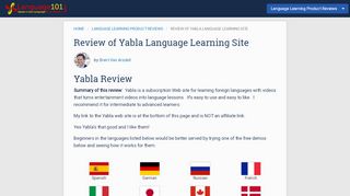 
Review of Yabla Language Learning Site - Language101.com  
