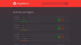 
revitcity.com passwords - BugMeNot  
