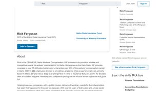 
                            9. Rick Ferguson - CEO - Idaho State Insurance Fund | LinkedIn - Icrmp Online University Portal