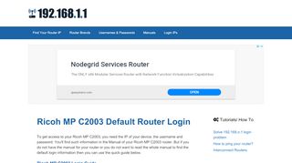 
                            1. Ricoh MP C2003 - Default login IP, default username ... - Ricoh Mp C2003 Default Portal